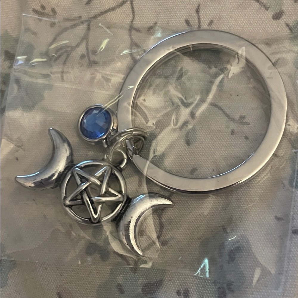 Silver Moon and Star Keychain